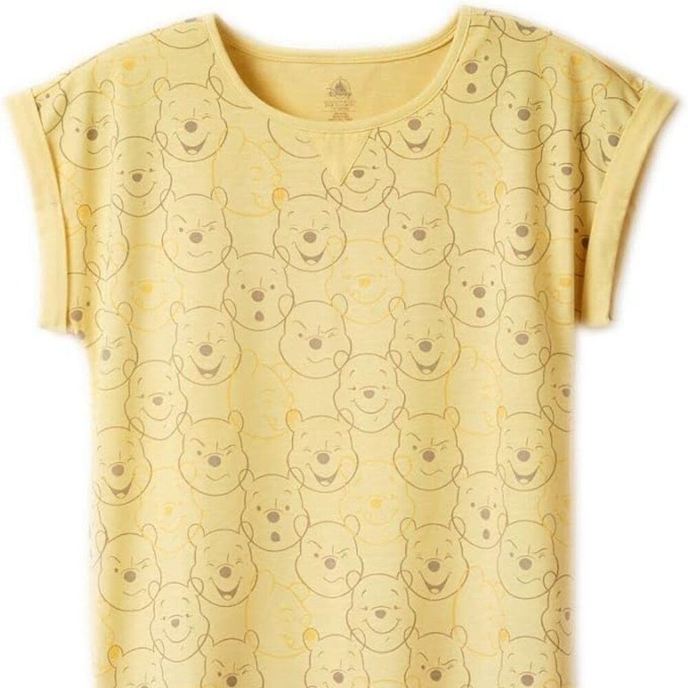 DISNEY Winnie the Pooh Bear Nightshirt Pajamas Shirt for Women XL Yellow